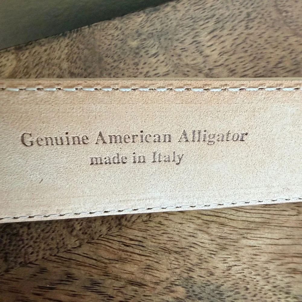 Tardini Genuine American Alligator Belt Womens Size 36 Honey Tan Exotic Leather